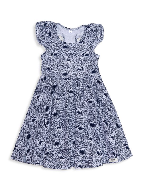 Worthy Threads Little Girl's & Girl's Shark Print Dress